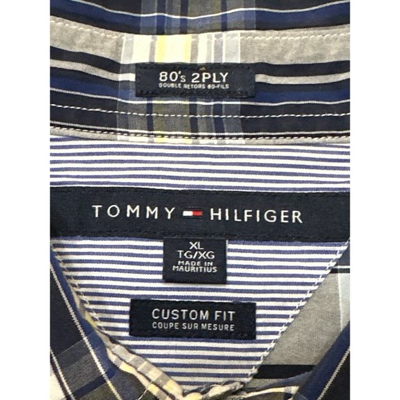 Tommy Hilfiger 80's 2 Ply Fabric Button-Down Plaid Shirt Custom Fit Men Size XL - Picture 16 of 16